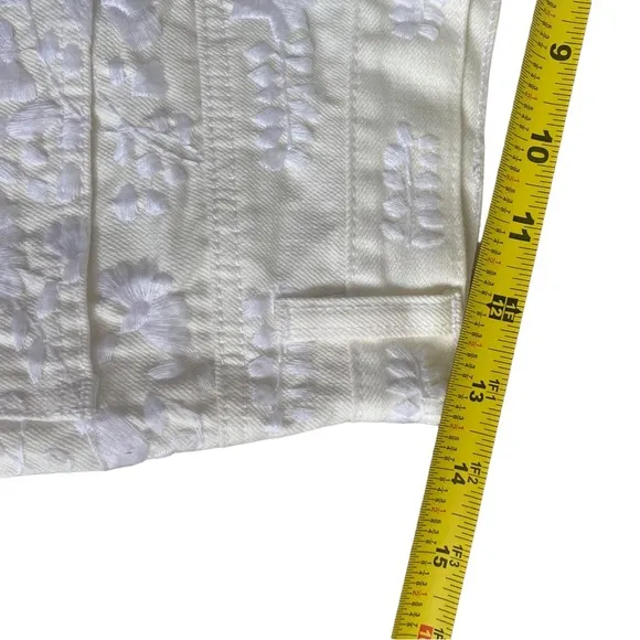 free people embroidered white shorts frayed cotton size 29 boho