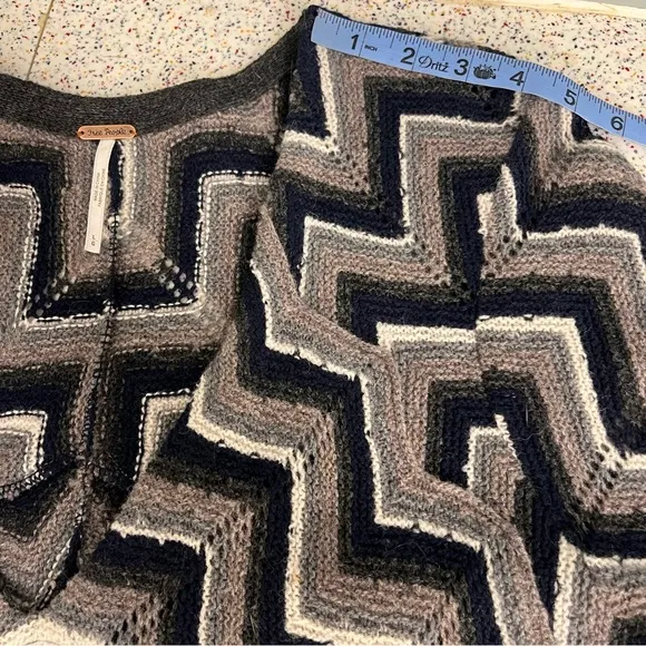 Free People Rhiannon Sweater Dress Chevron Geometric Flared Wool Knit Women’s L