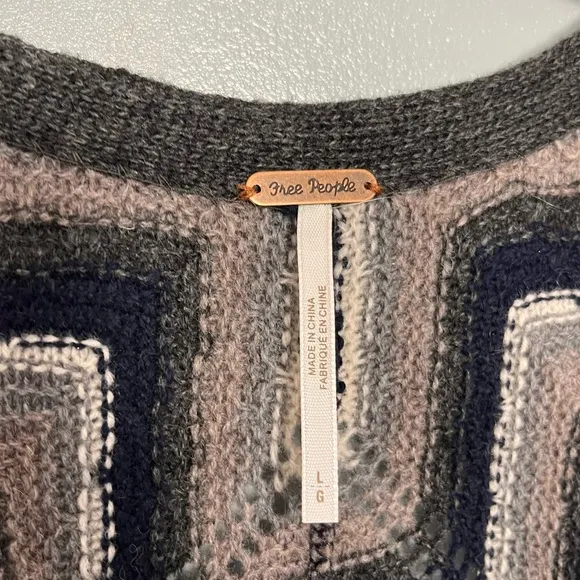 Free People Rhiannon Sweater Dress Chevron Geometric Flared Wool Knit Women’s L