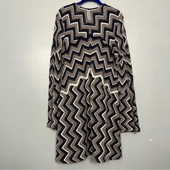 Free People Rhiannon Sweater Dress Chevron Geometric Flared Wool Knit Women’s L