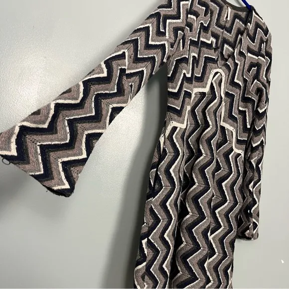Free People Rhiannon Sweater Dress Chevron Geometric Flared Wool Knit Women’s L
