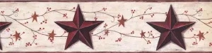 Garnet Red Star Red Berries Beige CB5501BD Wallpaper Border