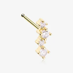 Golden Brilliant Sparkle ZigZag Multi-Gem Nose Stud Ring