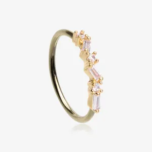 Golden Sparkle Overload ZigZag Multi-Gem Bendable Hoop Ring