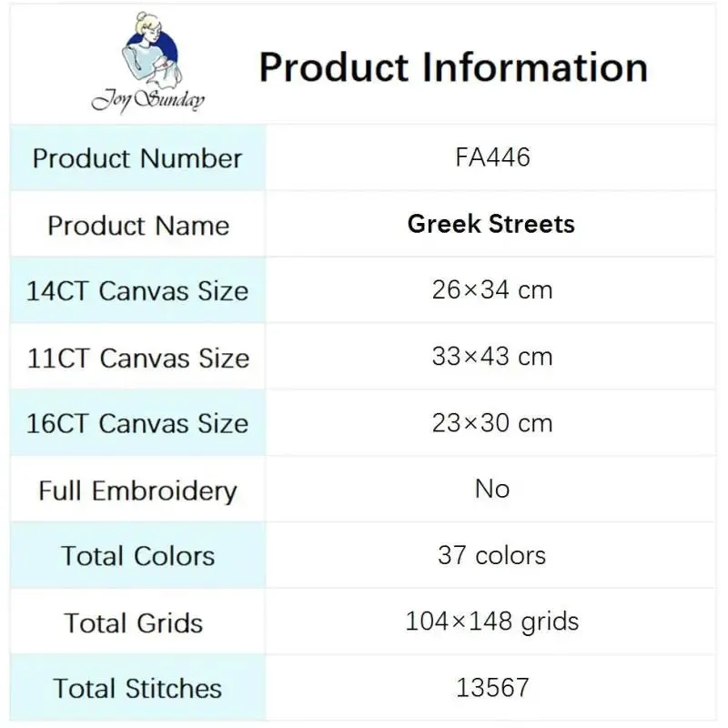 Greek Streets Scenery Pattern Cross Stitch
