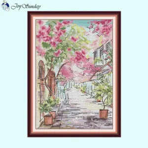 Greek Streets Scenery Pattern Cross Stitch