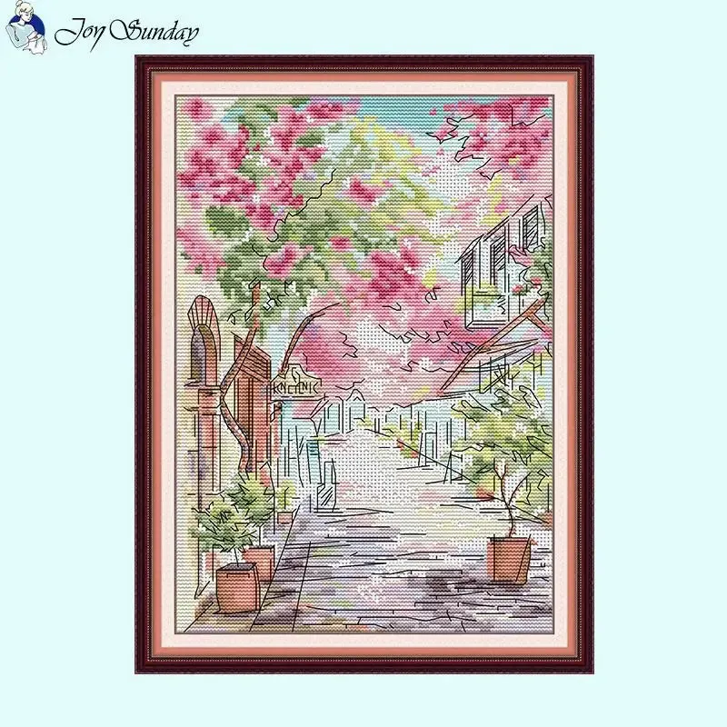 Greek Streets Scenery Pattern Cross Stitch