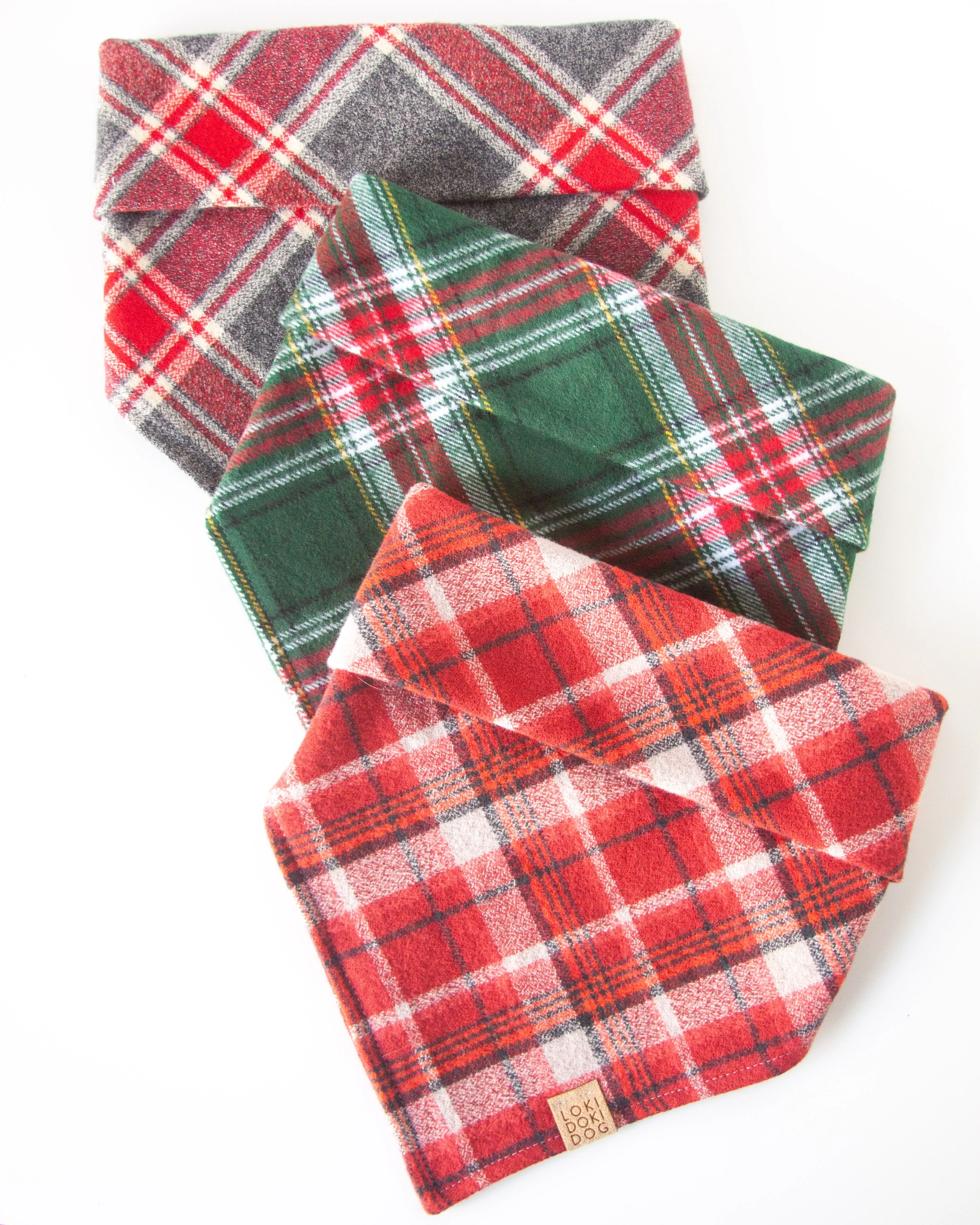 Green Plaid Flannel Dog Bandana (Personalization Available)