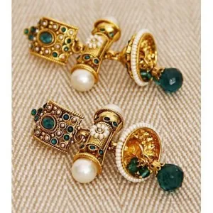 Green Stone Embellished Earrings