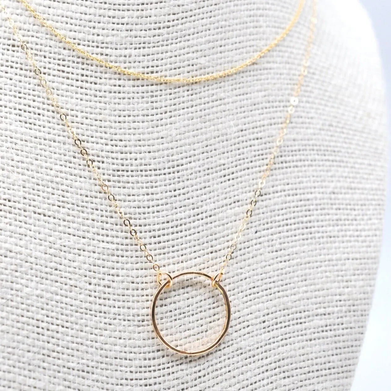 Hammered Circle Pendant Necklace