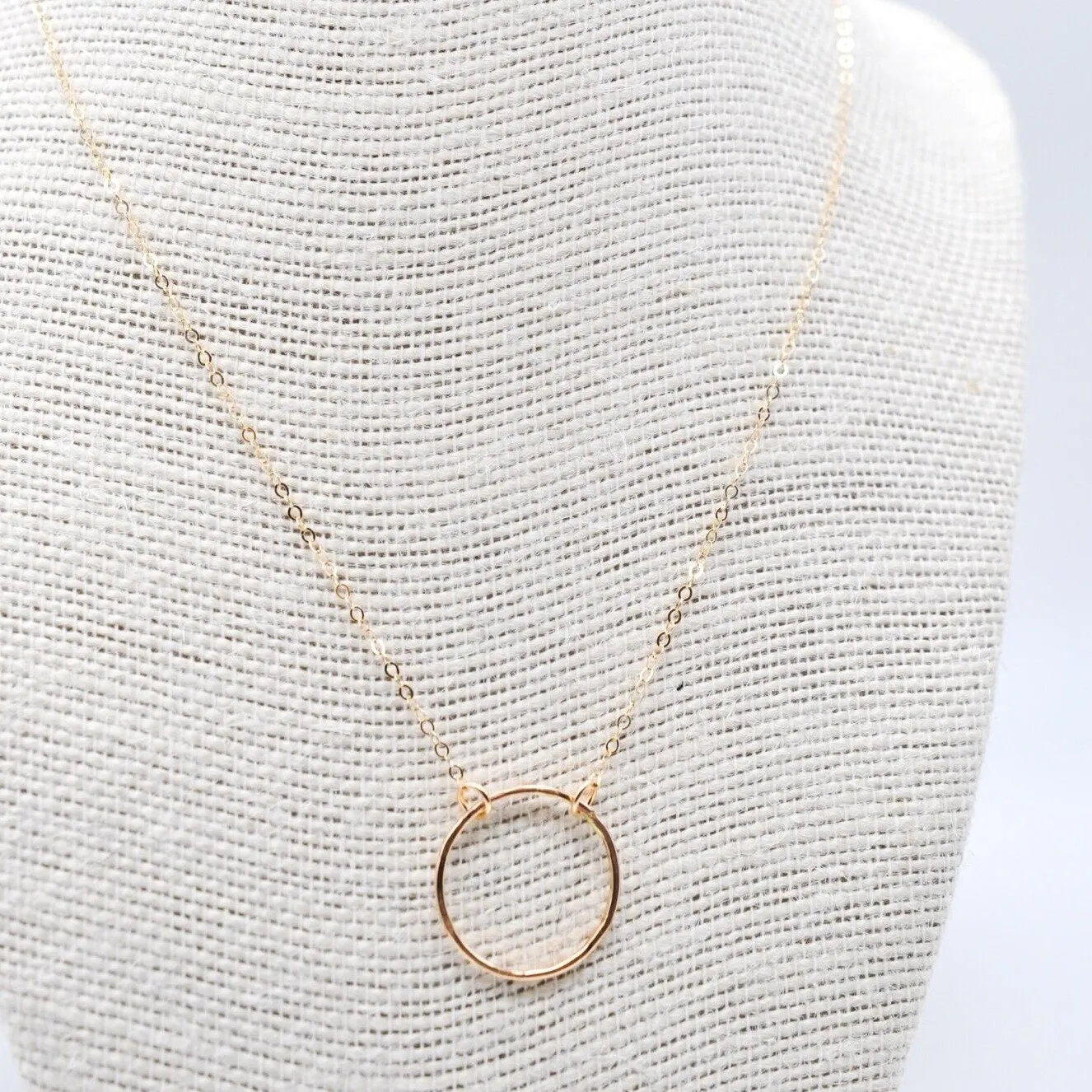 Hammered Circle Pendant Necklace