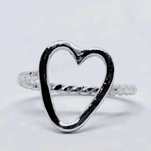 Handcrafted Sterling Silver .925 Heart Ring | Elegant Twist Design, Timeless Charm