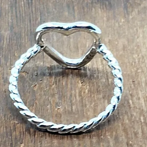 Handcrafted Sterling Silver .925 Heart Ring | Elegant Twist Design, Timeless Charm