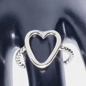 Handcrafted Sterling Silver .925 Heart Ring | Elegant Twist Design, Timeless Charm