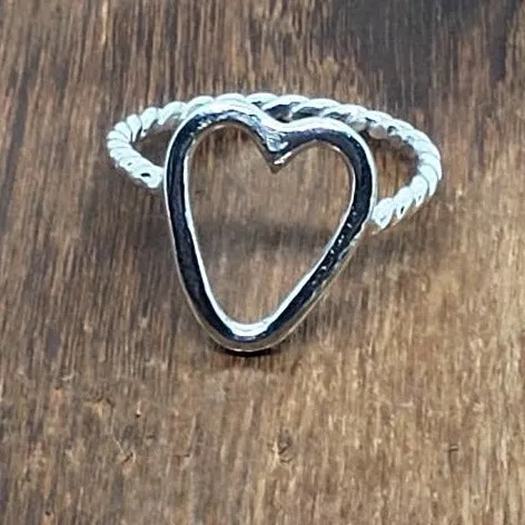 Handcrafted Sterling Silver .925 Heart Ring | Elegant Twist Design, Timeless Charm