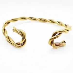 Handcrafted Twisted Brass Bracelet Cuff - Smooth & Hammered Textures