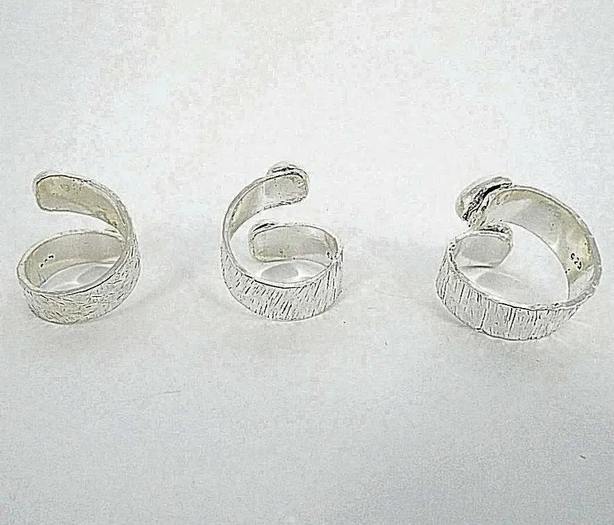 Handmade Sterling Silver .925 Hammered Texture Minimalist Rings | Adjustable & Chic