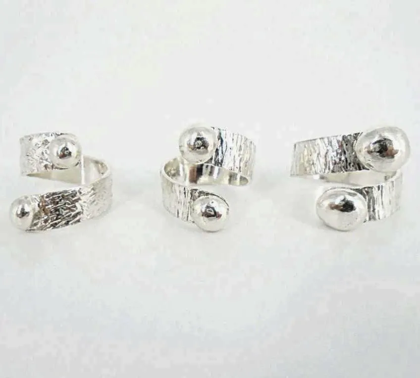 Handmade Sterling Silver .925 Hammered Texture Minimalist Rings | Adjustable & Chic