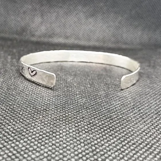 Handmade Sterling Silver Stamped Bracelet Cuff Hammered Design