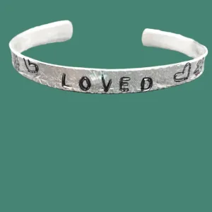 Handmade Sterling Silver Stamped Bracelet Cuff Hammered Design