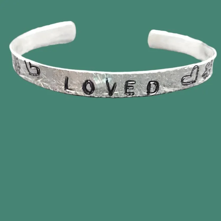 Handmade Sterling Silver Stamped Bracelet Cuff Hammered Design