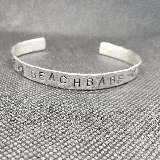 Handmade Sterling Silver Stamped Bracelet Cuff Hammered Design