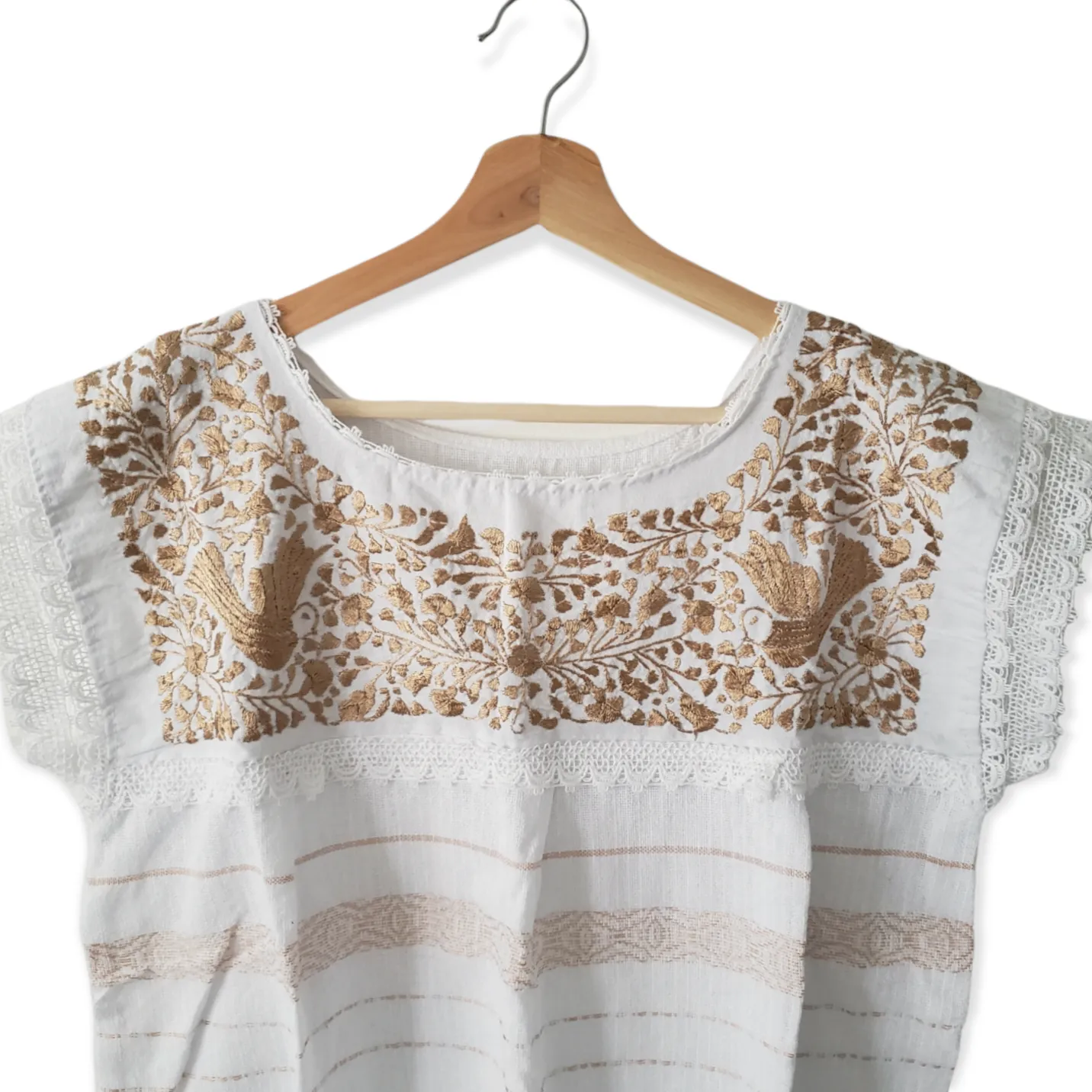 Handmade Woven Mexican  Dove Bird Shirt from Oaxaca