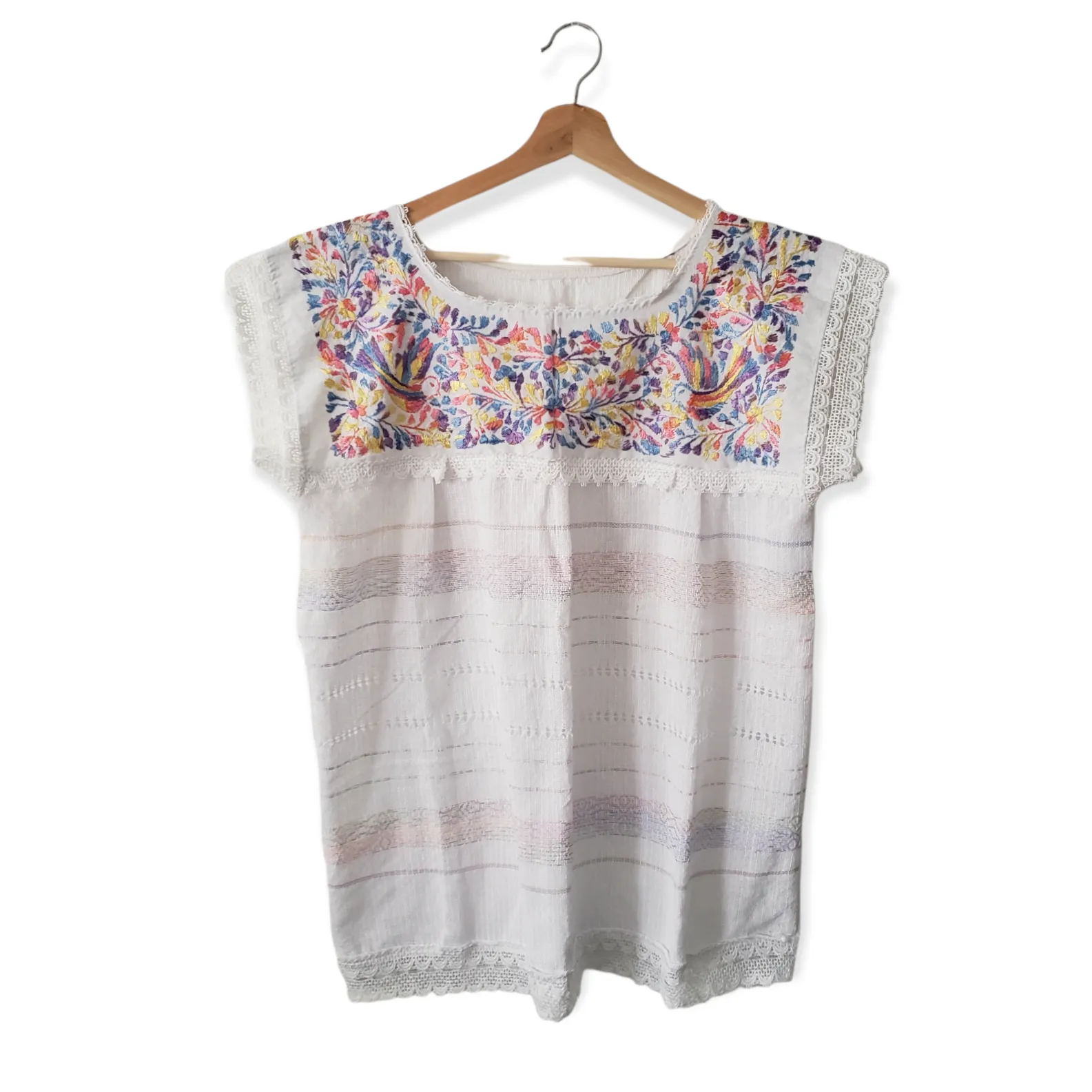 Handmade Woven Mexican  Dove Bird Shirt from Oaxaca