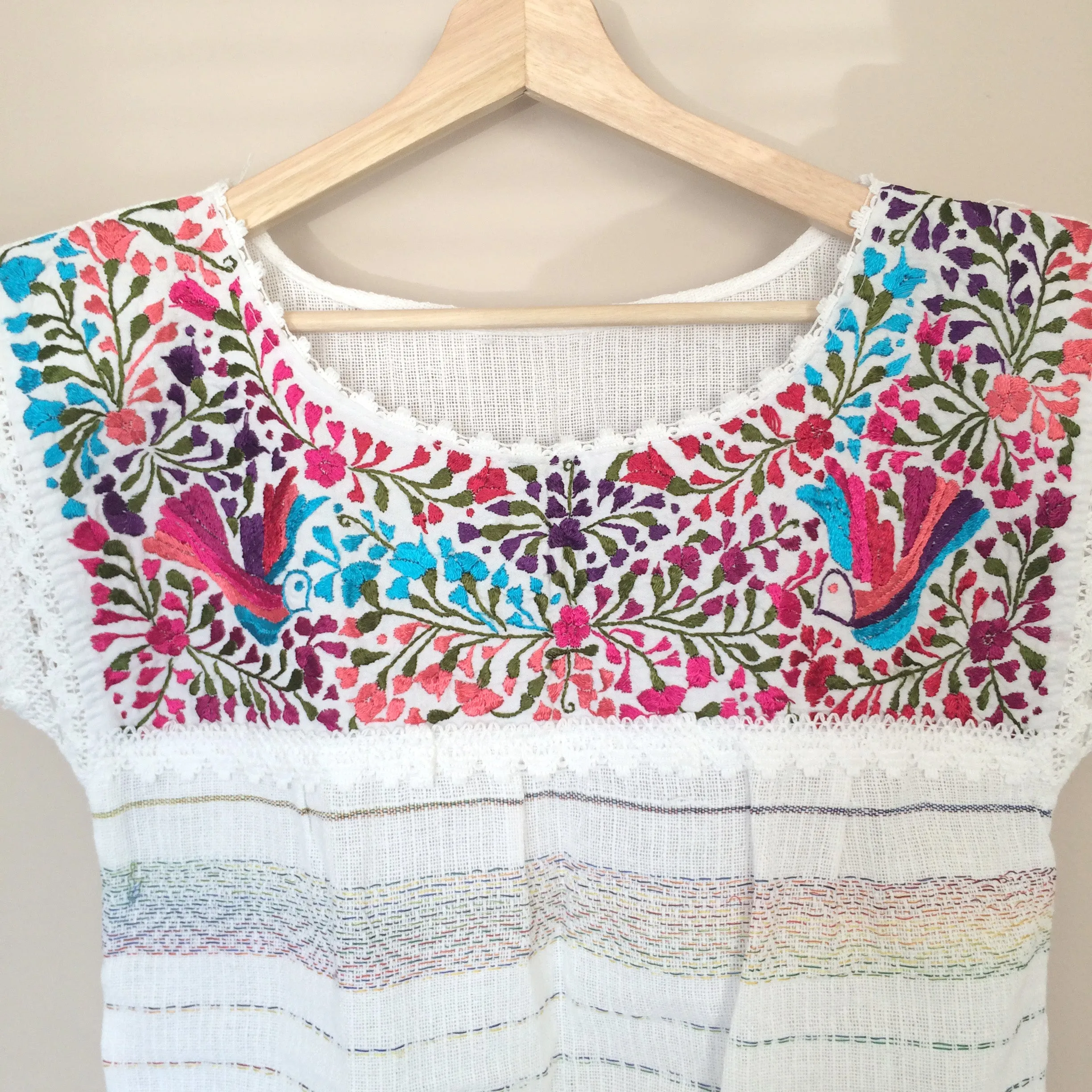 Handmade Woven Mexican  Dove Bird Shirt from Oaxaca
