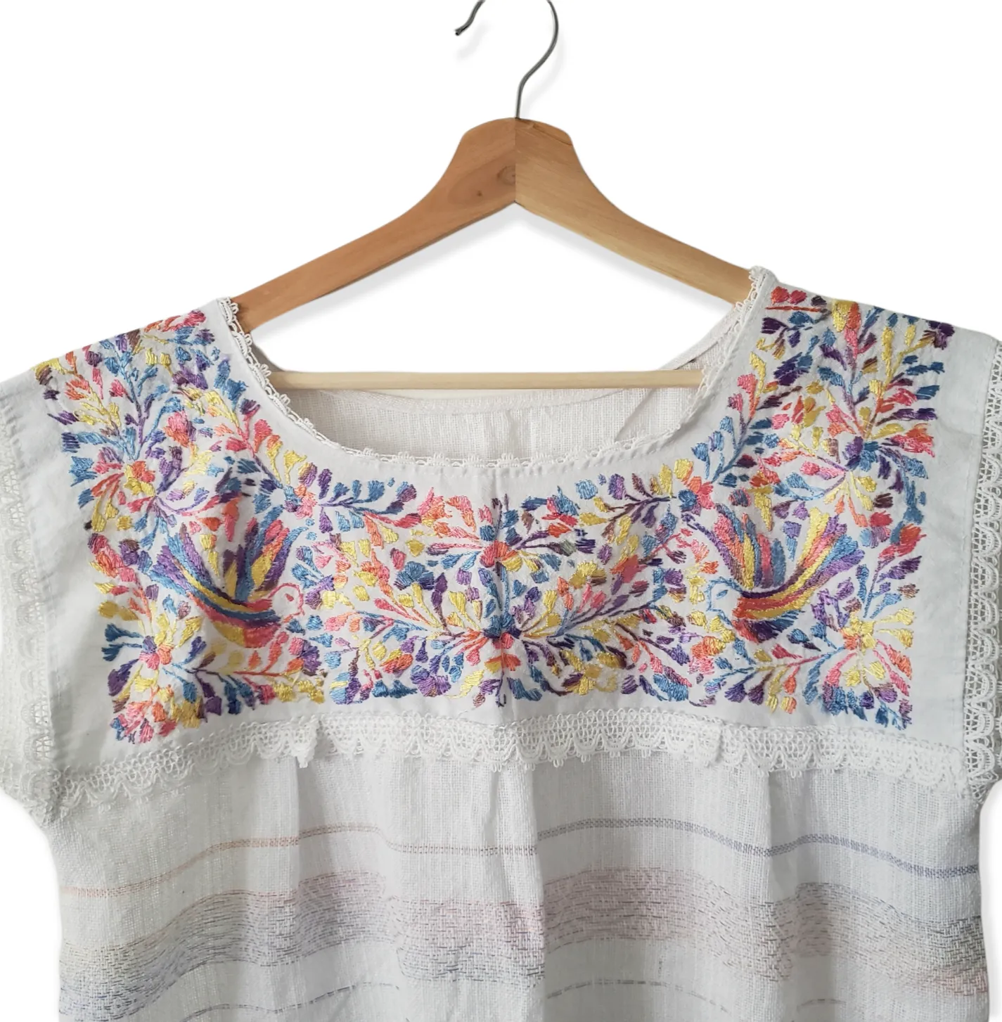 Handmade Woven Mexican  Dove Bird Shirt from Oaxaca