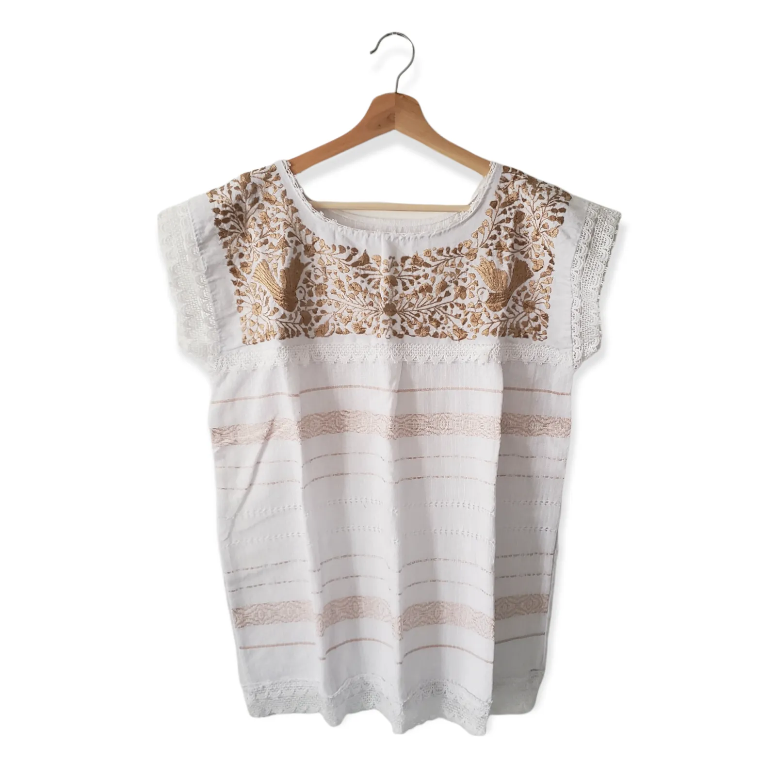 Handmade Woven Mexican  Dove Bird Shirt from Oaxaca