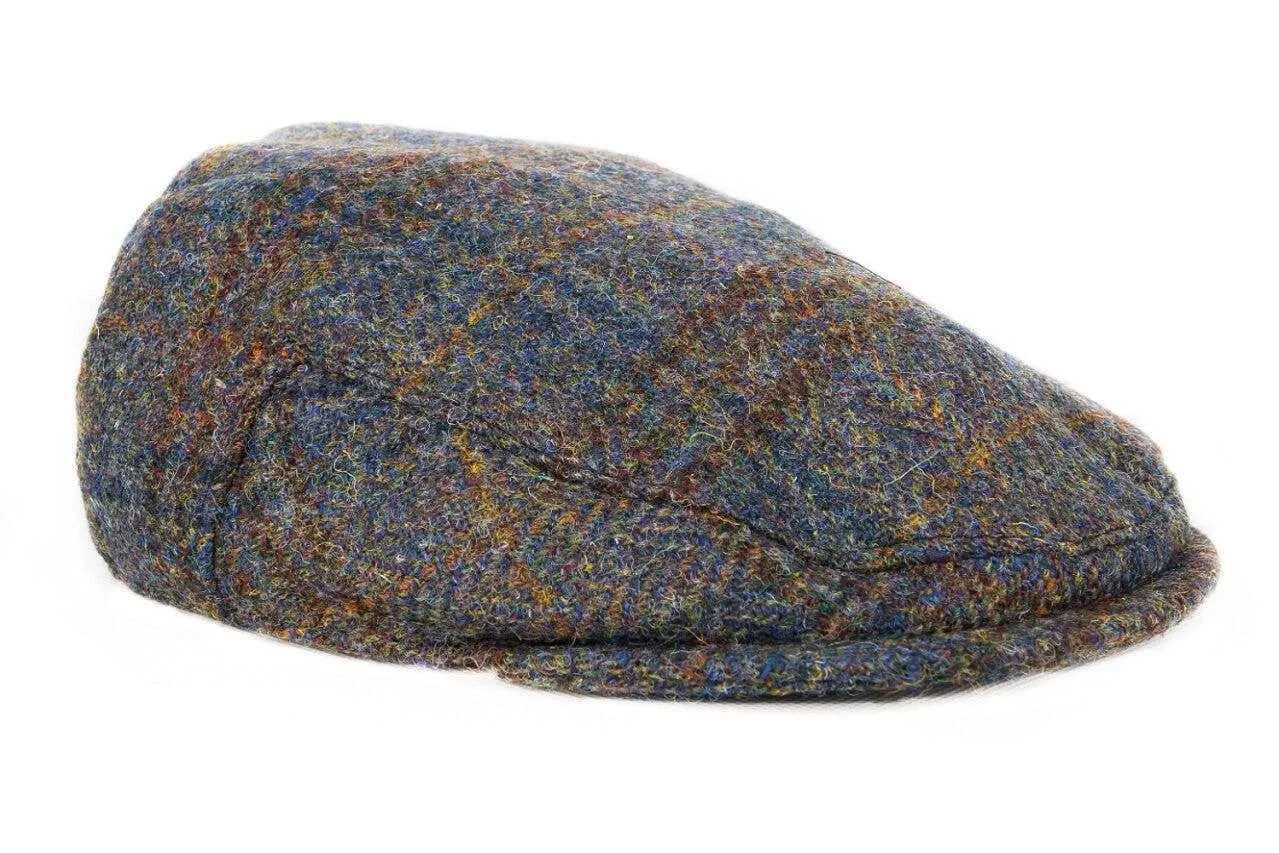 Harris Tweed Flat Cap Hat - Dark Sage Herringbone