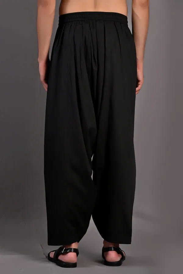 Haruka - Black Abstract Embroidered Nehru Jacket with Kurta Set