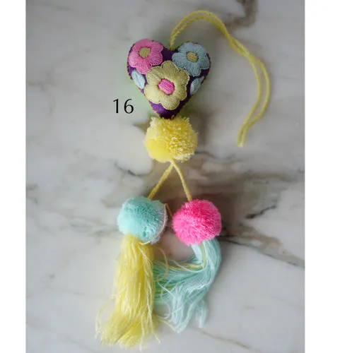 Heart - Small - Mexican Heart Embroidered Felt Ornament Decoration with Tassels