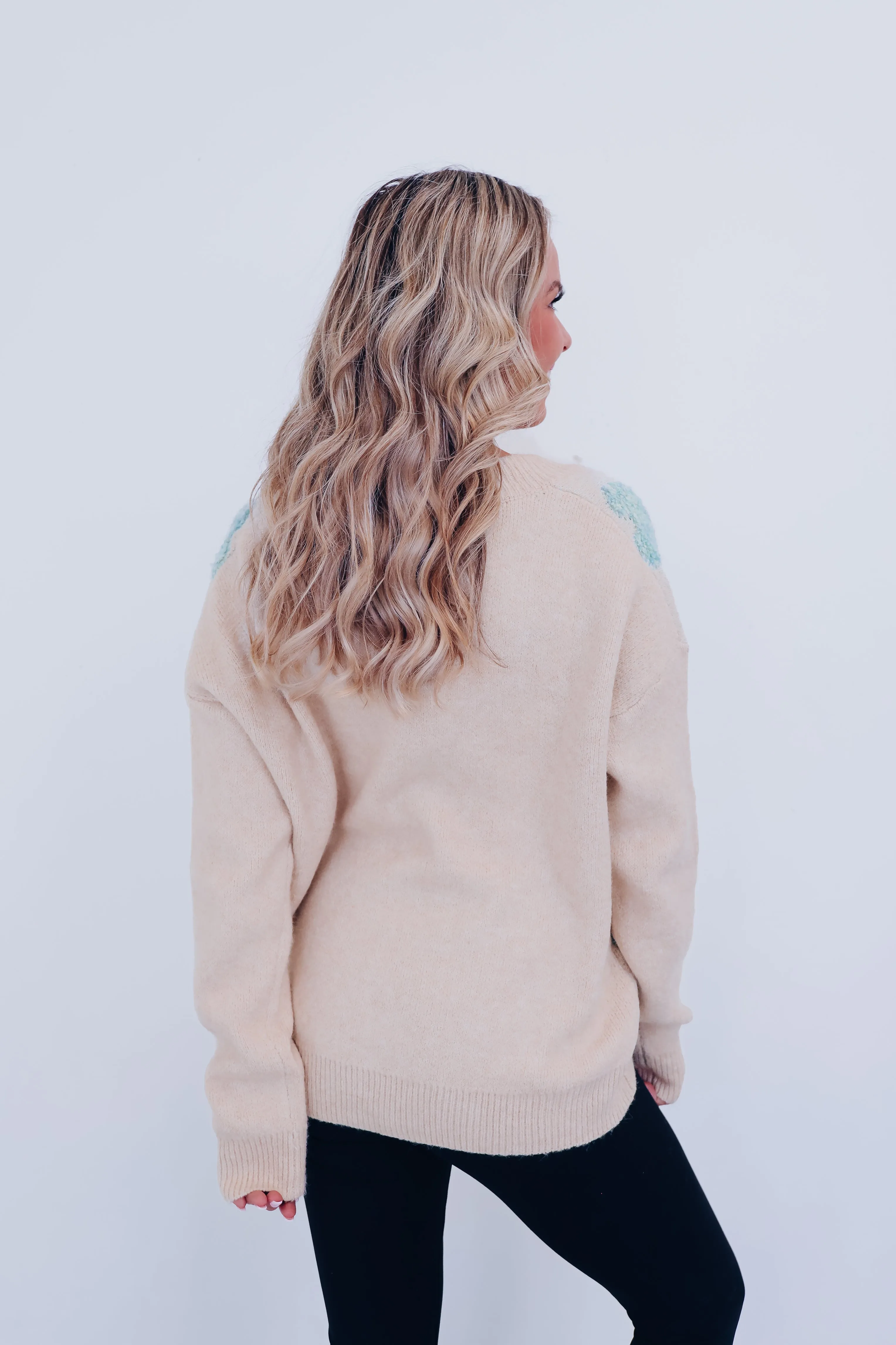 Heart's Desire Button Front Knit Cardigan - Light Blue