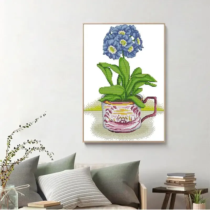 Hydrangea in a Mug of Joy -  Joy Sunday Cross Stitch