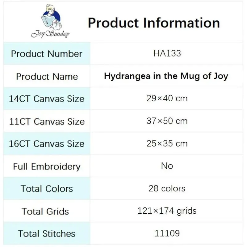 Hydrangea in a Mug of Joy -  Joy Sunday Cross Stitch