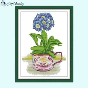 Hydrangea in a Mug of Joy -  Joy Sunday Cross Stitch