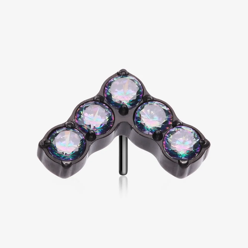 Implant Grade Titanium OneFit Threadless Blackline Multi-Gem Chevron Top Part