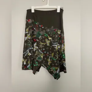 ISDA &amp; Co Anthropologie Brown Wool Embroidered Sequined Jagged Hem Skirt Sz 6