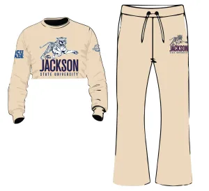 Jackson State | CREAM Chenille  CROP SET w/ FLARE Pants