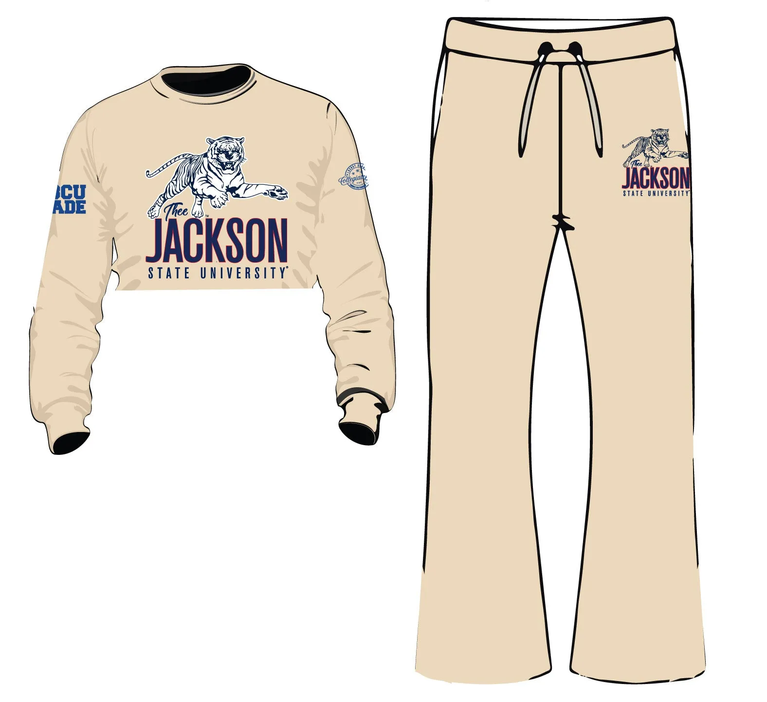 Jackson State | CREAM Chenille  CROP SET w/ FLARE Pants