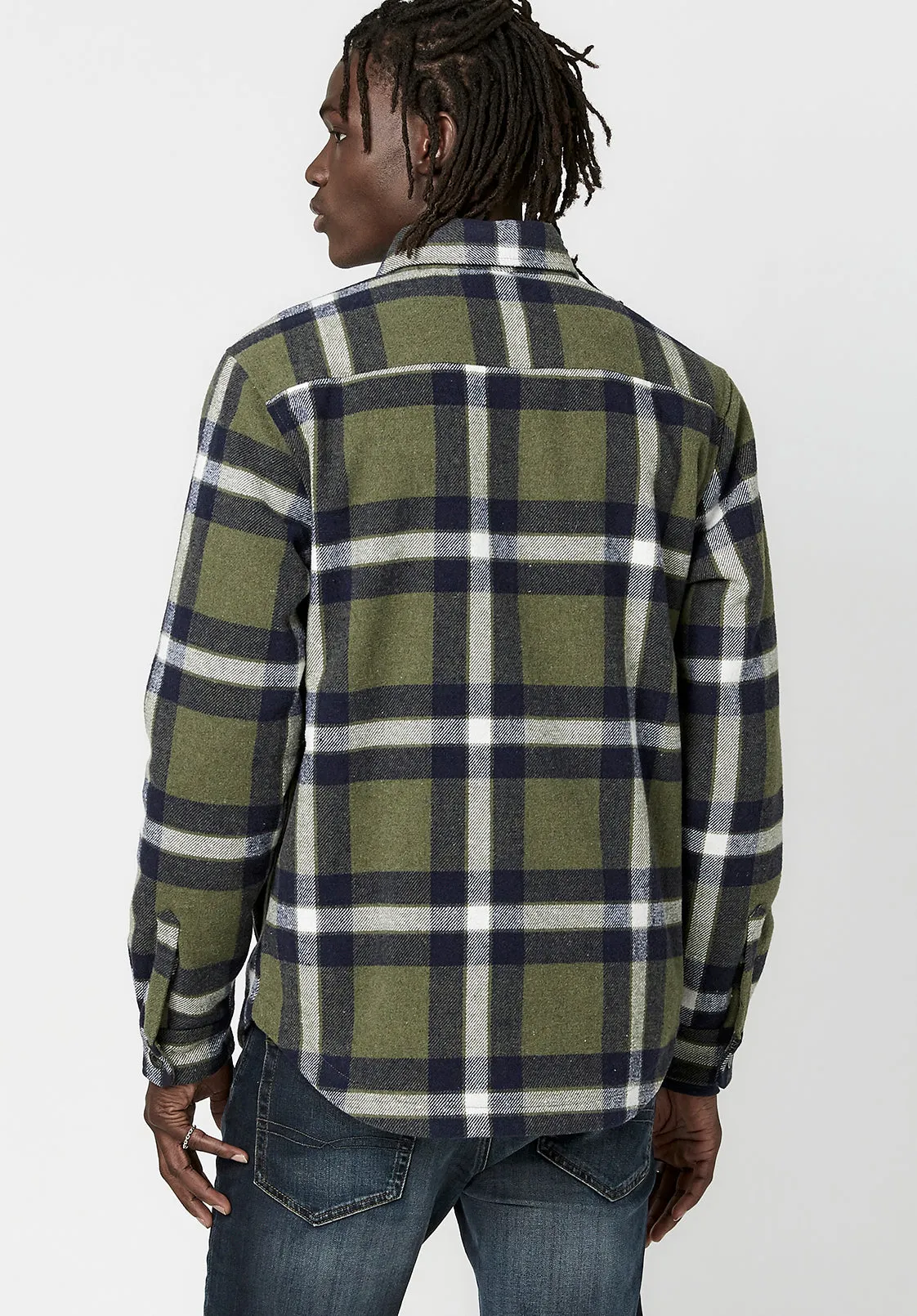 Japuy Men's Plaid Shacket in Green - BM23653