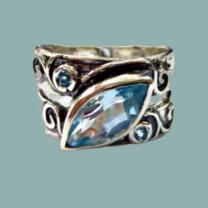 Jewelry made in Israel  Blue Topaz Sterling Silver Ring