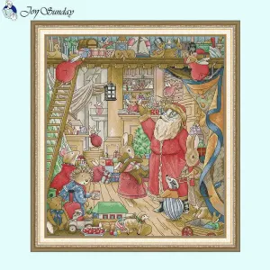 Joy Sunday Cartoon Animal Christmas Pattern