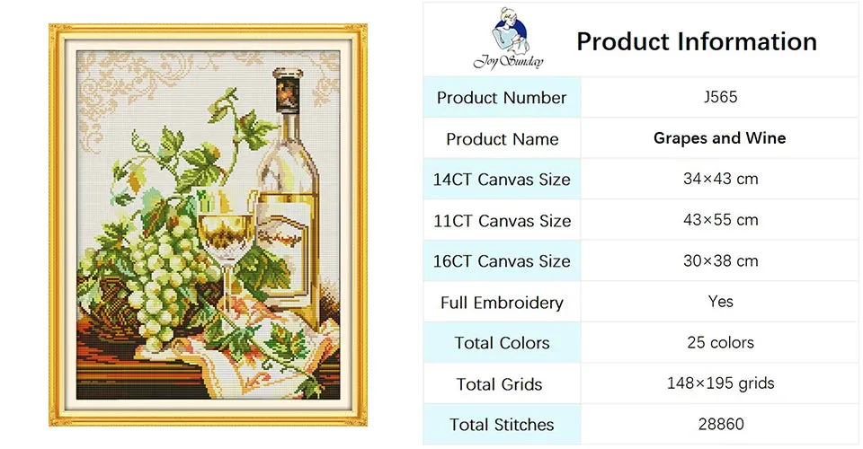 Joy Sunday Cross Stitch Kits Wine Bottle Pattern