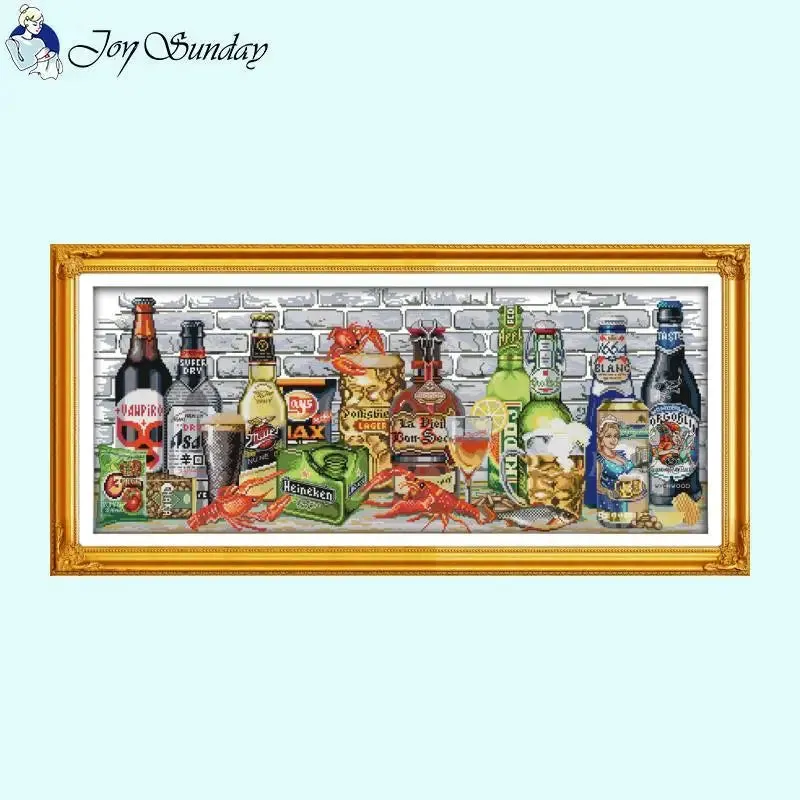 Joy Sunday Cross Stitch Kits Wine Bottle Pattern