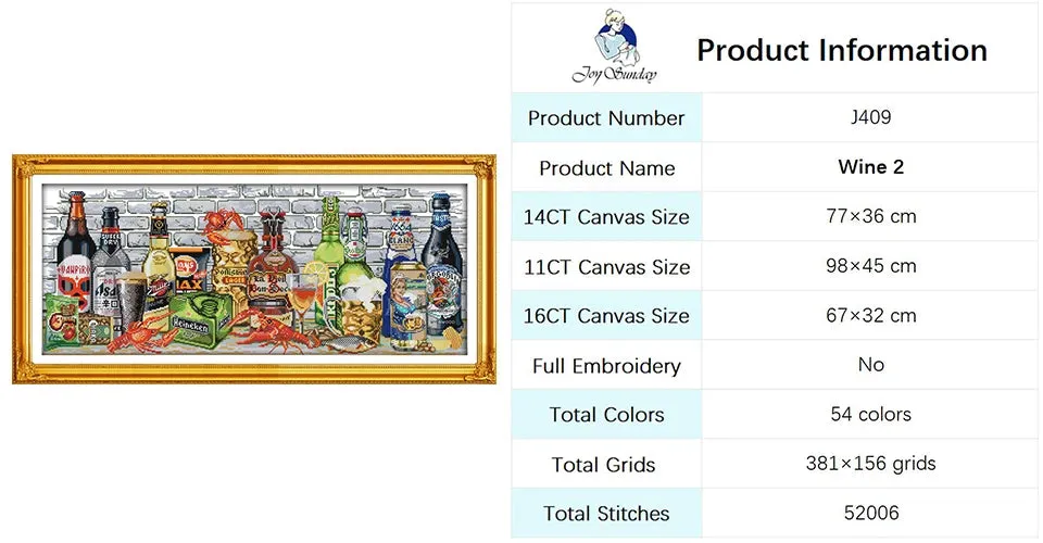 Joy Sunday Cross Stitch Kits Wine Bottle Pattern