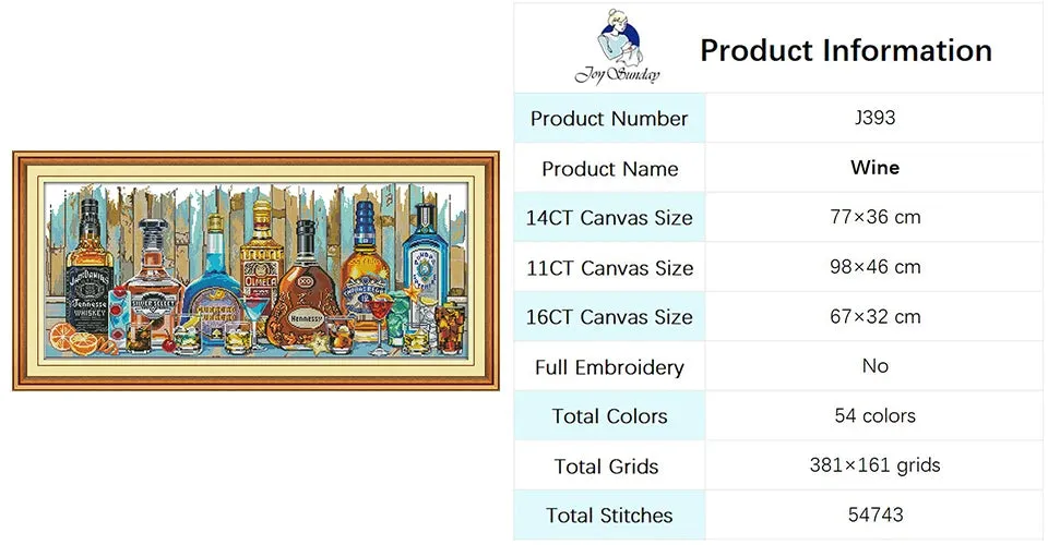 Joy Sunday Cross Stitch Kits Wine Bottle Pattern