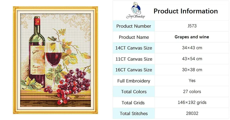 Joy Sunday Cross Stitch Kits Wine Bottle Pattern